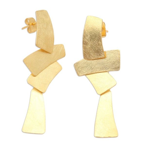 Alternate image for Handmade Gold-Plated Dangle Earrings Perfectly Golden
