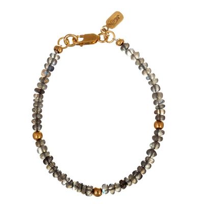Alternate image for Labradorite Beaded Bracelet with 18k Gold Accents from Peru Stylish