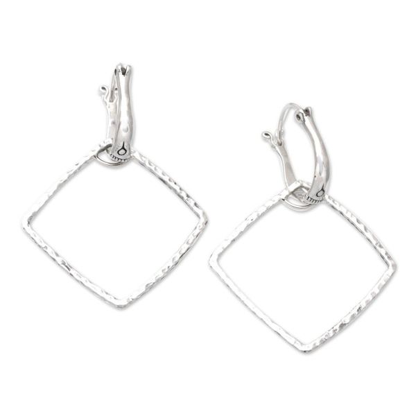 Alternate image for Sterling Silver Geometric Dangle Earrings from Bali Sharp Modernity