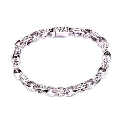 Alternate image for Sterling Silver Link Bracelet Crafted in Bali Buddhas Curls