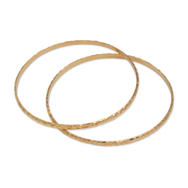 Alternate image for 2 Gold Plated 925 Slim Half Hoop Bangle Bracelets from Bali Slim Radiant Shine