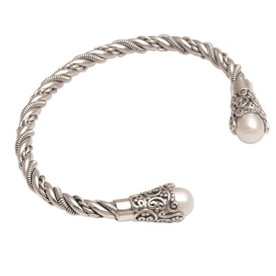 Alternate image for White Cultured Pearl Cuff Bracelet from Bali Jepun Seeds in White