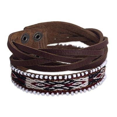 Alternate image for Andean Braided Leather and Wool Bracelet Andean Roads