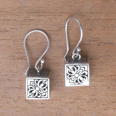 Alternate image for Sterling Silver Cube Dangle Earrings from Bali Elegant Dice