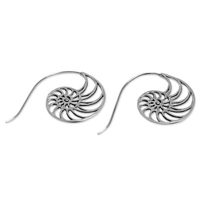 Alternate image for Sterling Silver Spiral Shaped Drop Earrings from Indonesia Spiral Nautilus