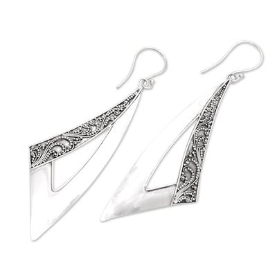 Alternate image for Traditional Triangular Sterling Silver Dangle Earrings Sail to Badung