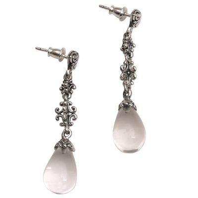 Alternate image for Clear Quartz and Sterling Silver Dangle Earrings from Bali Majestic Serenade