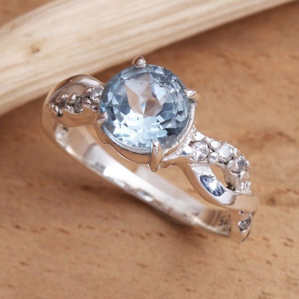 Alternate image for Blue Topaz and Quartz Sterling Silver Ring Must Be Love