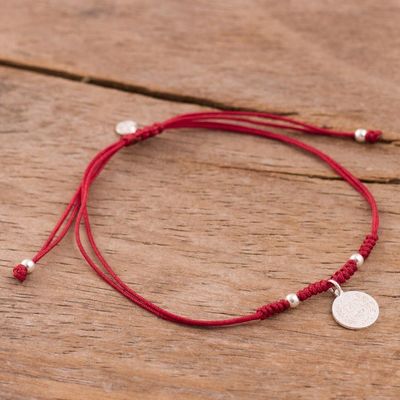 Alternate image for Sterling Peruvian Coat of Arms Charm Bracelet in Dark Red Peruvian Shield in Dark Red