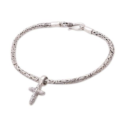 Alternate image for Balinese Handcrafted Bracelet with Cross Charm Cross the Line
