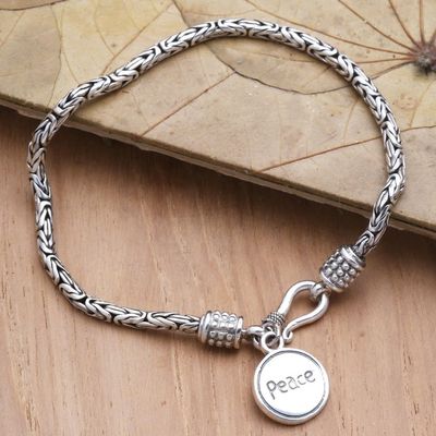 Alternate image for Hand Made Sterling Silver Charm Bracelet Chain Of Peace