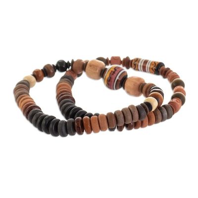 Alternate image for Ceramic Beaded Stretch Bracelets in Earth Tones Pair Mountain Stroll