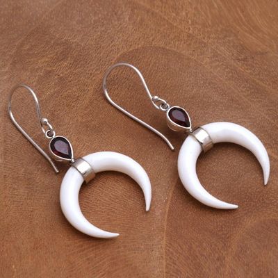 Alternate image for Garnet Crescent Dangle Earrings from Bali Sanur Crescents