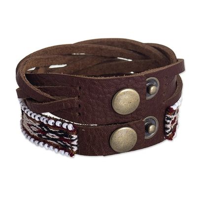 Alternate image for Andean Braided Leather and Wool Bracelet Andean Roads