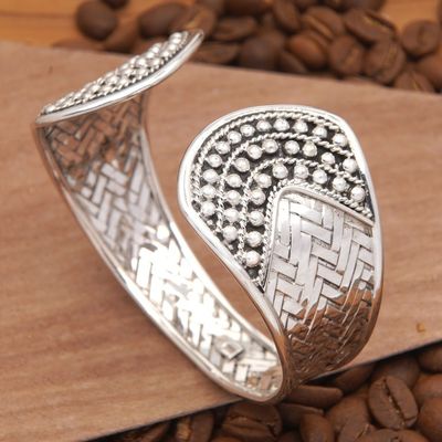 Alternate image for Classic Sterling Silver Cuff Bracelet in a Polished Finish Woven Luxury