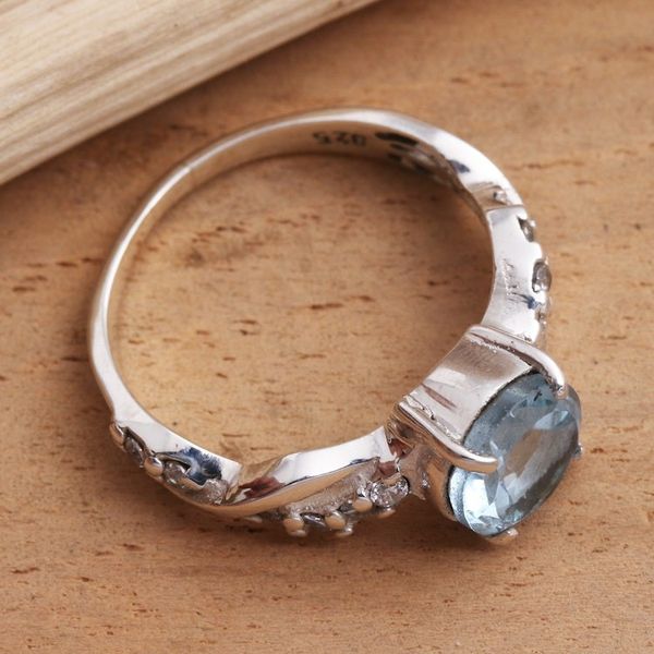 Alternate image for Blue Topaz and Quartz Sterling Silver Ring Must Be Love
