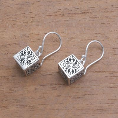 Alternate image for Sterling Silver Cube Dangle Earrings from Bali Elegant Dice