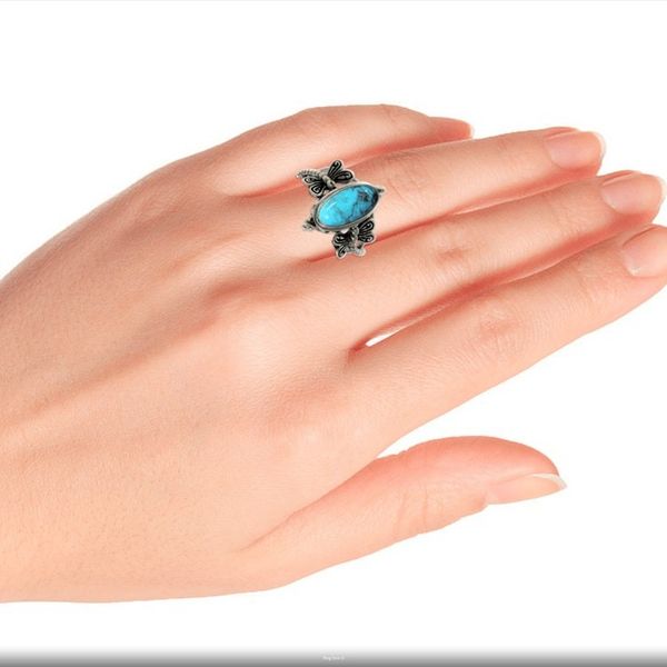 Alternate image for Magnesite and Sterling Silver Cocktail Ring Dragonfly Sky