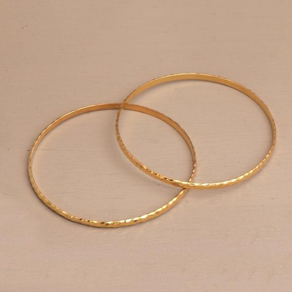 Alternate image for 2 Gold Plated 925 Slim Half Hoop Bangle Bracelets from Bali Slim Radiant Shine