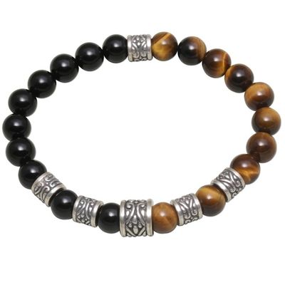 Alternate image for Tigers Eye and Onyx Beaded Stretch Bracelet from Bali Batuan Renaissance