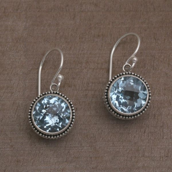 Alternate image for Handcrafted Blue Topaz and Sterling Silver Dangle Earrings Sparkling Haven