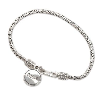 Alternate image for Hand Made Sterling Silver Charm Bracelet Chain Of Peace