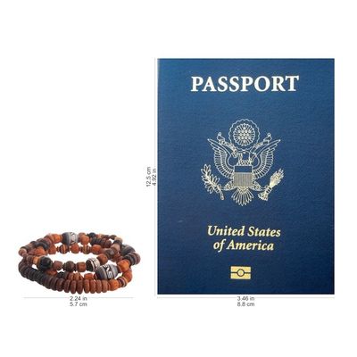 Alternate image for Set of 3 Handmade Stretch Bracelets of Brown Ceramic Beads Soul of the Andes