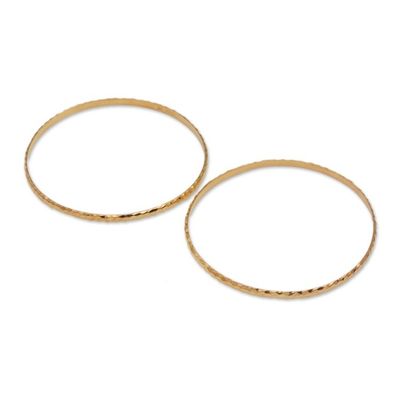 Alternate image for 2 Gold Plated 925 Slim Half Hoop Bangle Bracelets from Bali Slim Radiant Shine