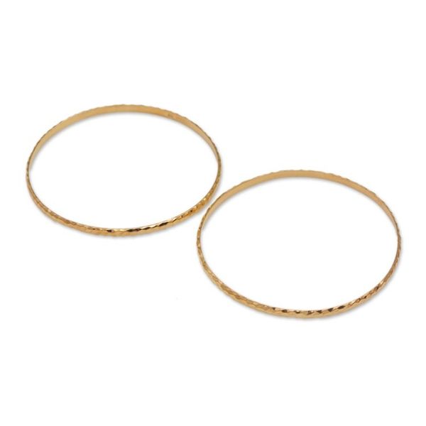 Alternate image for 2 Gold Plated 925 Slim Half Hoop Bangle Bracelets from Bali Slim Radiant Shine