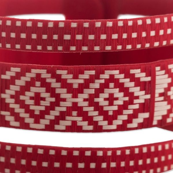 Alternate image for Natural Fiber Red and Off-White Cuff Bracelet from Colombia Harvest Weave