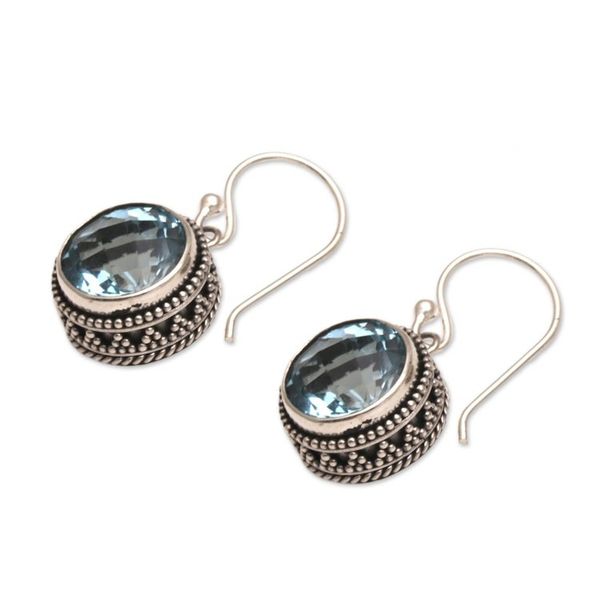 Alternate image for Handcrafted Blue Topaz and Sterling Silver Dangle Earrings Sparkling Haven