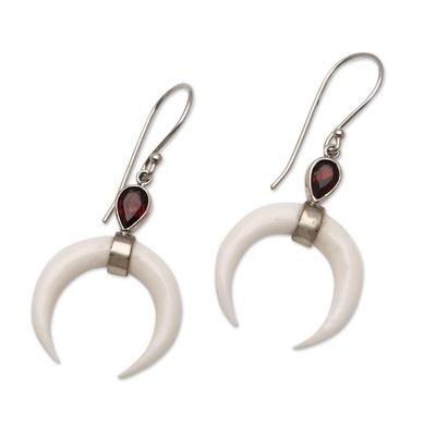 Alternate image for Garnet Crescent Dangle Earrings from Bali Sanur Crescents