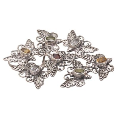 Alternate image for Handmade Cast 925 Sterling Silver Butterfly Brooch Pin Butterfly Swarm
