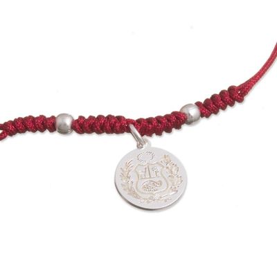 Alternate image for Sterling Peruvian Coat of Arms Charm Bracelet in Dark Red Peruvian Shield in Dark Red
