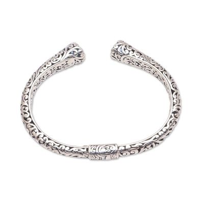 Alternate image for Blue Topaz and Sterling Silver Scroll Motif Cuff Bracelet A Glimpse of Sky