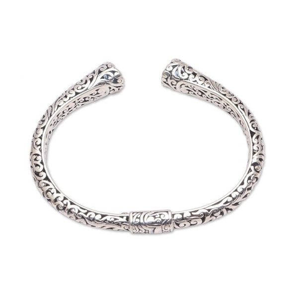 Alternate image for Blue Topaz and Sterling Silver Scroll Motif Cuff Bracelet A Glimpse of Sky