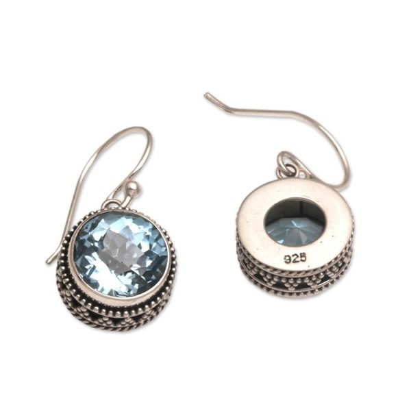 Alternate image for Handcrafted Blue Topaz and Sterling Silver Dangle Earrings Sparkling Haven