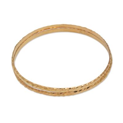Alternate image for 2 Gold Plated 925 Slim Half Hoop Bangle Bracelets from Bali Slim Radiant Shine