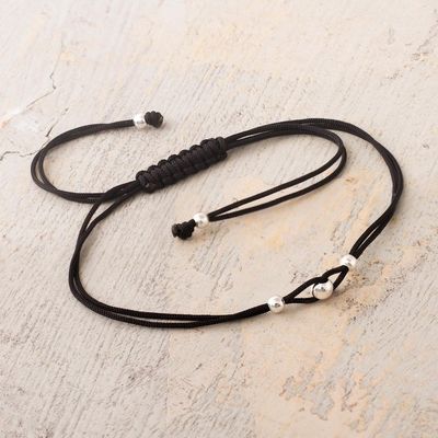 Alternate image for Aurora Black Macrame Unity Bracelet with Sterling Silver Black in Unity