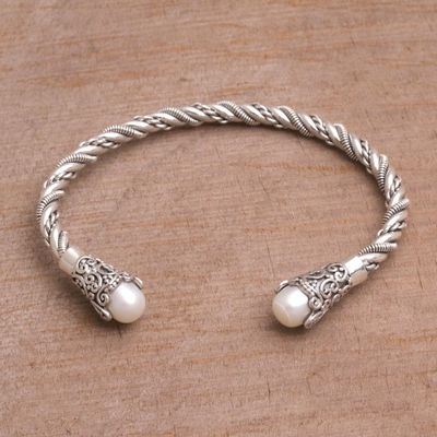 Alternate image for White Cultured Pearl Cuff Bracelet from Bali Jepun Seeds in White