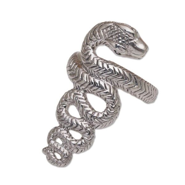 Alternate image for Handmade 925 Sterling Silver Snake Cocktail Ring Slinking Serpent