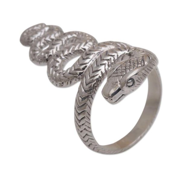 Alternate image for Handmade 925 Sterling Silver Snake Cocktail Ring Slinking Serpent