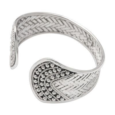 Alternate image for Classic Sterling Silver Cuff Bracelet in a Polished Finish Woven Luxury