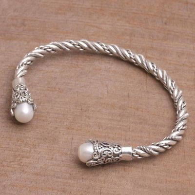 Alternate image for White Cultured Pearl Cuff Bracelet from Bali Jepun Seeds in White