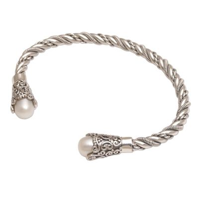 Alternate image for White Cultured Pearl Cuff Bracelet from Bali Jepun Seeds in White