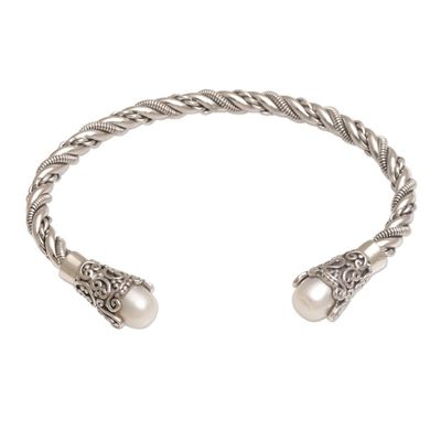 Alternate image for White Cultured Pearl Cuff Bracelet from Bali Jepun Seeds in White