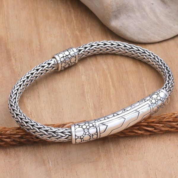 Alternate image for Polished Sterling Silver Pendant Bracelet from Bali Path to Denpasar