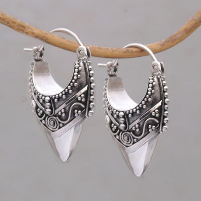 Alternate image for Ornate Balinese Hoop Earrings Bali Origin