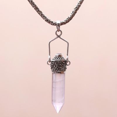 Alternate image for Sterling Silver Amethyst and Clear Quartz Amulet Necklace Precious Amulet