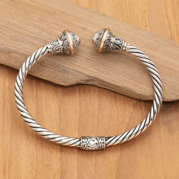 Alternate image for Traditional 18k Gold-Accented Sterling Silver Cuff Bracelet Paradisiacal Harmony